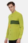 Shop_Mayank Modi - Men_Green 100% Linen Shirt  _Online_at_Aza_Fashions