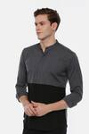 Mayank Modi - Men_Black 100% Linen Shirt _Online_at_Aza_Fashions