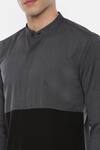 Mayank Modi - Men_Black 100% Linen Shirt _at_Aza_Fashions