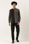 Buy_Mayank Modi - Men_Black Malai Cotton Colorblock Shirt  _Online_at_Aza_Fashions