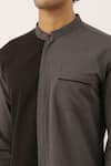 Shop_Mayank Modi - Men_Black Malai Cotton Colorblock Shirt  _Online_at_Aza_Fashions