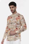 Buy_Mayank Modi - Men_Beige 100% Linen Printed Abstract Shirt _Online_at_Aza_Fashions
