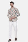 Buy_Mayank Modi - Men_Multi Color 100% Linen Printed Floral Shirt  _at_Aza_Fashions