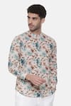 Mayank Modi - Men_Multi Color 100% Linen Printed Floral Shirt  _Online_at_Aza_Fashions