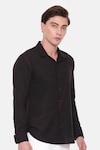 Shop_Mayank Modi - Men_Black Malai Cotton Panelled Shirt _Online_at_Aza_Fashions