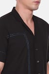 Buy_Mayank Modi - Men_Black Malai Cotton Short Sleeve Shirt _Online_at_Aza_Fashions