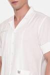 Buy_Mayank Modi - Men_White Malai Cotton Short Sleeve Notched Collar Shirt _Online_at_Aza_Fashions