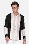Mayank Modi - Men_Beige 100% Linen Striped Shirt _Online_at_Aza_Fashions