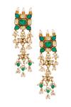 MINAKI_Gold Plated Beads, Diamonds Kundan Necklace Set _Online_at_Aza_Fashions