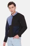 Mayank Modi - Men_Black Malai Cotton Colorblock Bomber Jacket _Online_at_Aza_Fashions