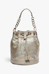 Shop_Tan & Loom_Green Woven Bombay Brocade Floral Pattern Bucket Bag _at_Aza_Fashions