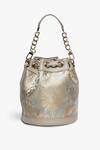 Tan & Loom_Green Woven Bombay Brocade Floral Pattern Bucket Bag _Online_at_Aza_Fashions