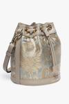 Buy_Tan & Loom_Green Woven Bombay Brocade Floral Pattern Bucket Bag _Online_at_Aza_Fashions