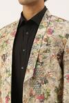 Shop_Mayank Modi - Men_Beige Chanderi Printed Blazer _Online_at_Aza_Fashions