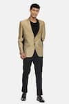 Buy_Mayank Modi - Men_Gold Silk Cotton Colorblock Blazer_at_Aza_Fashions