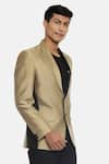 Mayank Modi - Men_Gold Silk Cotton Colorblock Blazer_Online_at_Aza_Fashions