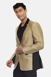 Buy_Mayank Modi - Men_Gold Silk Cotton Colorblock Blazer_Online_at_Aza_Fashions