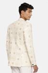 Shop_Mayank Modi - Men_White Silk Tissue Embroidered Bandhgala _at_Aza_Fashions