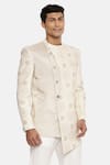 Mayank Modi - Men_White Silk Tissue Embroidered Bandhgala _Online_at_Aza_Fashions