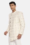 Buy_Mayank Modi - Men_White Silk Tissue Embroidered Bandhgala _Online_at_Aza_Fashions