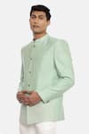 Buy_Mayank Modi - Men_Green Silk Cotton Bandhgala_Online_at_Aza_Fashions