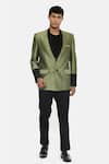 Buy_Mayank Modi - Men_Green Silk Cotton Blazer_at_Aza_Fashions