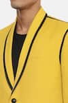 Mayank Modi - Men_Yellow Cotton Shawl Lapel Blazer_at_Aza_Fashions