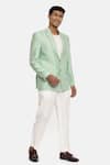 Buy_Mayank Modi - Men_Green Silk Cotton Notched Lapel Blazer _at_Aza_Fashions