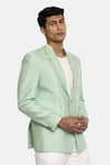 Mayank Modi - Men_Green Silk Cotton Notched Lapel Blazer _Online_at_Aza_Fashions