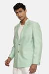 Buy_Mayank Modi - Men_Green Silk Cotton Notched Lapel Blazer _Online_at_Aza_Fashions