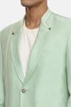 Mayank Modi - Men_Green Silk Cotton Notched Lapel Blazer _at_Aza_Fashions