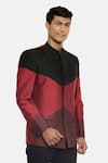 Mayank Modi - Men_Multi Color Silk Cotton Colorblock Bandhgala _Online_at_Aza_Fashions