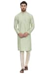 Buy_Mayank Modi - Men_Green Silk Blend Embroidered Running Stitch Kurta And Churidar  _Online_at_Aza_Fashions