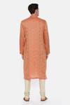 Shop_Mayank Modi - Men_Orange Linen Jacquard Asymmetric Kurta Set  _at_Aza_Fashions