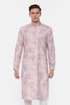 Buy_Mayank Modi - Men_Pink 100% Linen Printed Kurta Set _at_Aza_Fashions