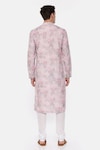 Shop_Mayank Modi - Men_Pink 100% Linen Printed Kurta Set _at_Aza_Fashions