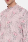 Shop_Mayank Modi - Men_Pink 100% Linen Printed Kurta Set _Online_at_Aza_Fashions