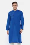 Buy_Mayank Modi - Men_Blue Malai Cotton Overlap Kurta Set _at_Aza_Fashions