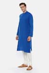 Buy_Mayank Modi - Men_Blue Malai Cotton Overlap Kurta Set _Online_at_Aza_Fashions