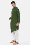 Buy_Mayank Modi - Men_Green Malai Cotton Overlap Kurta Set _Online_at_Aza_Fashions