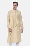 Buy_Mayank Modi - Men_Beige Silk Draped Kurta Set  _at_Aza_Fashions