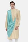 Buy_Mayank Modi - Men_Beige Silk Draped Kurta Set _at_Aza_Fashions