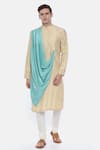 Mayank Modi - Men_Beige Silk Draped Kurta Set _Online_at_Aza_Fashions