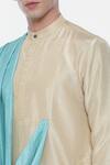 Shop_Mayank Modi - Men_Beige Silk Draped Kurta Set _Online_at_Aza_Fashions