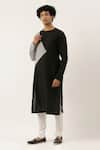 Buy_Mayank Modi - Men_Black Silk Cotton Colorblock Kurta Set _Online_at_Aza_Fashions