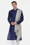 Buy_Mayank Modi - Men_Blue Silk Draped Kurta Set _at_Aza_Fashions