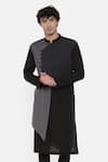 Buy_Mayank Modi - Men_Black Malai Cotton Layered Kurta Set  _at_Aza_Fashions