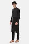 Mayank Modi - Men_Black Malai Cotton Layered Kurta Set  _Online_at_Aza_Fashions