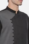 Mayank Modi - Men_Black Malai Cotton Layered Kurta Set  _at_Aza_Fashions