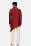 Shop_Mayank Modi - Men_Red Silk Plain Cotton Kurta Set _at_Aza_Fashions